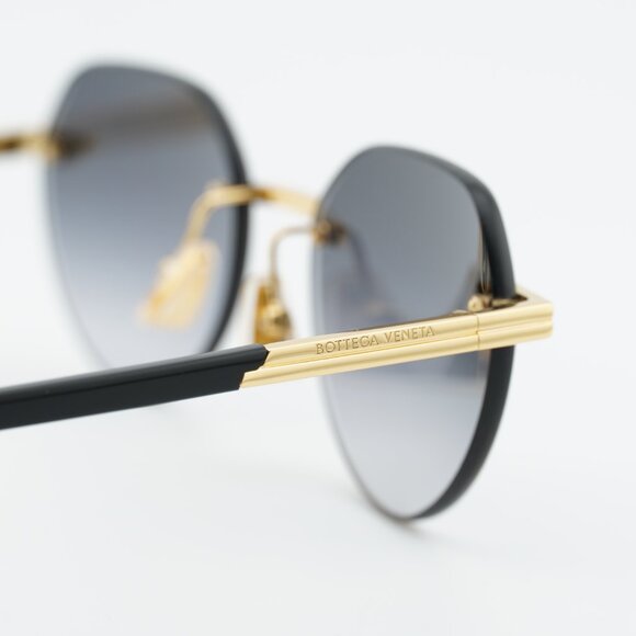 Bottega Veneta BV1379S 001 Sunglasses Shiny Gold Square Frame, Grey Lenses main image 5